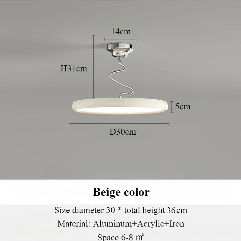 Modern light simple Nordic style aluminum with LED lights - Beige Color-D30cm / 3 couleurs