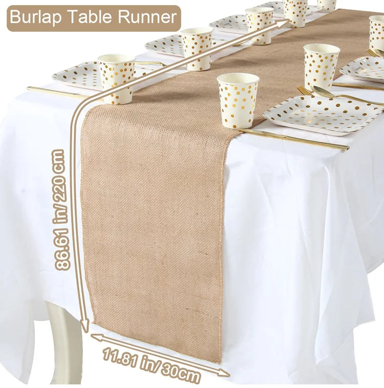 Rustic field-style linen table runner - 220cm