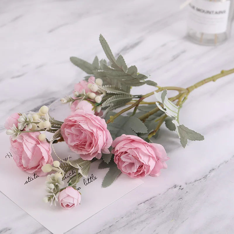 Bouquet of artificial rose wines in fabric for wedding and home decor - view 3