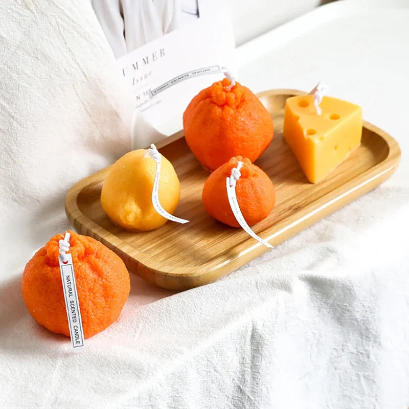 1Pc Soy Wax Candles Creative Orange Lemon Cheese Scented Candle, Home Dinner Decoration Aromatherapy Candle, Photo Props - view 3