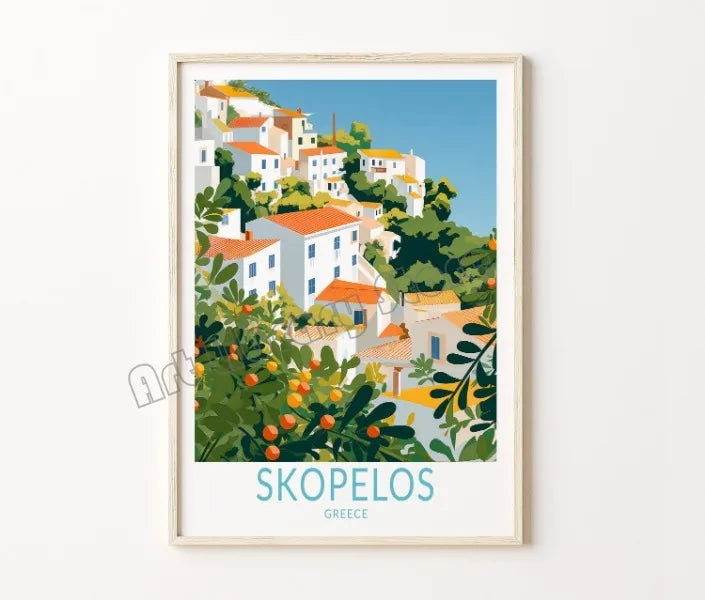 Adventurous Santorini Castle Retro Travel Poster - 20X30cm Unframed / 14