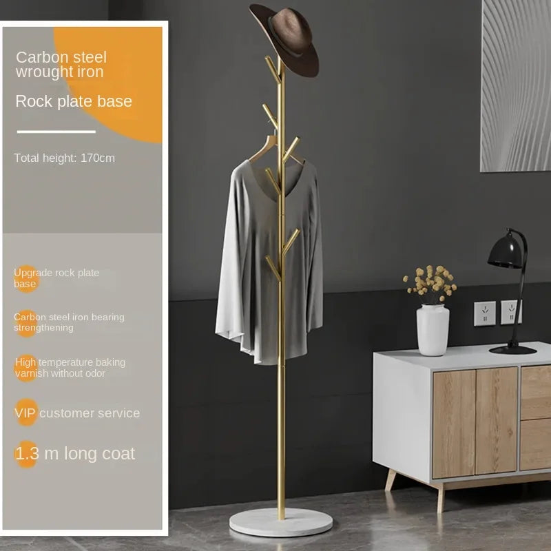 Floor To Floor Bedroom Light Luxury Rock Plate Base Metal Hanger, Marble Scarf and Bag Rack for Entering The Home Coat Rack - Style15