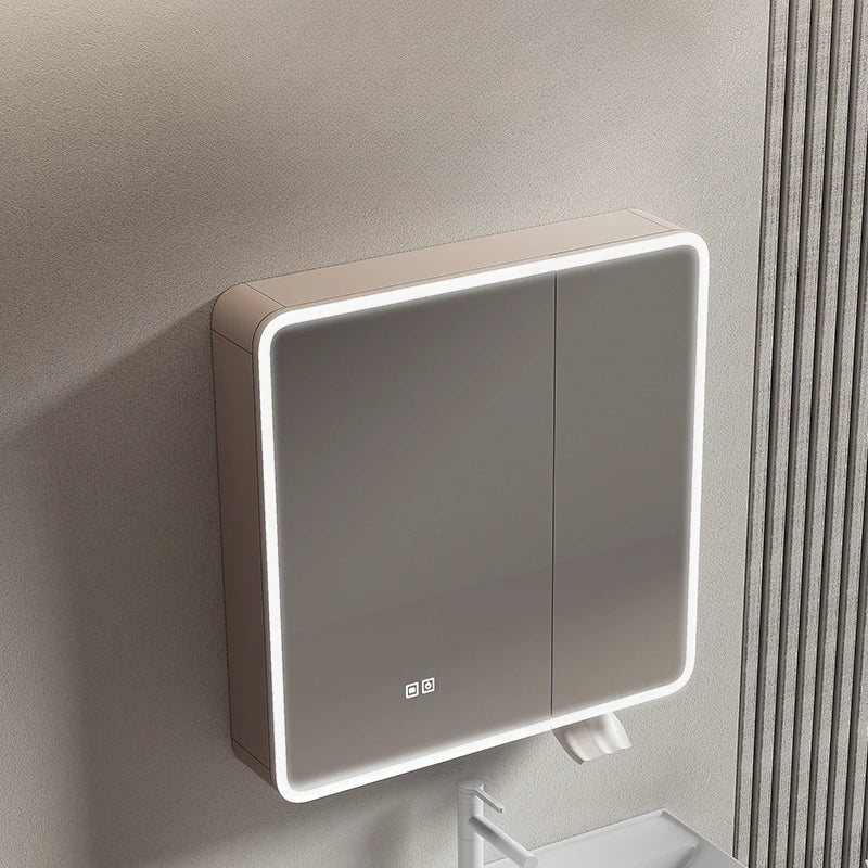 Circular aluminum cabinet with intelligent lighting mirror and storage - view 4