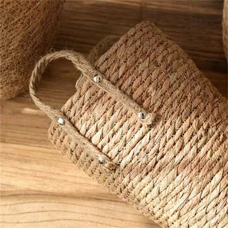 Grass Woven Flower Basket Planter, Plants Weaving Basket, Vase for Home decor, Seagrass Flowerpot, Bride Dried Flowers Vin - view 5