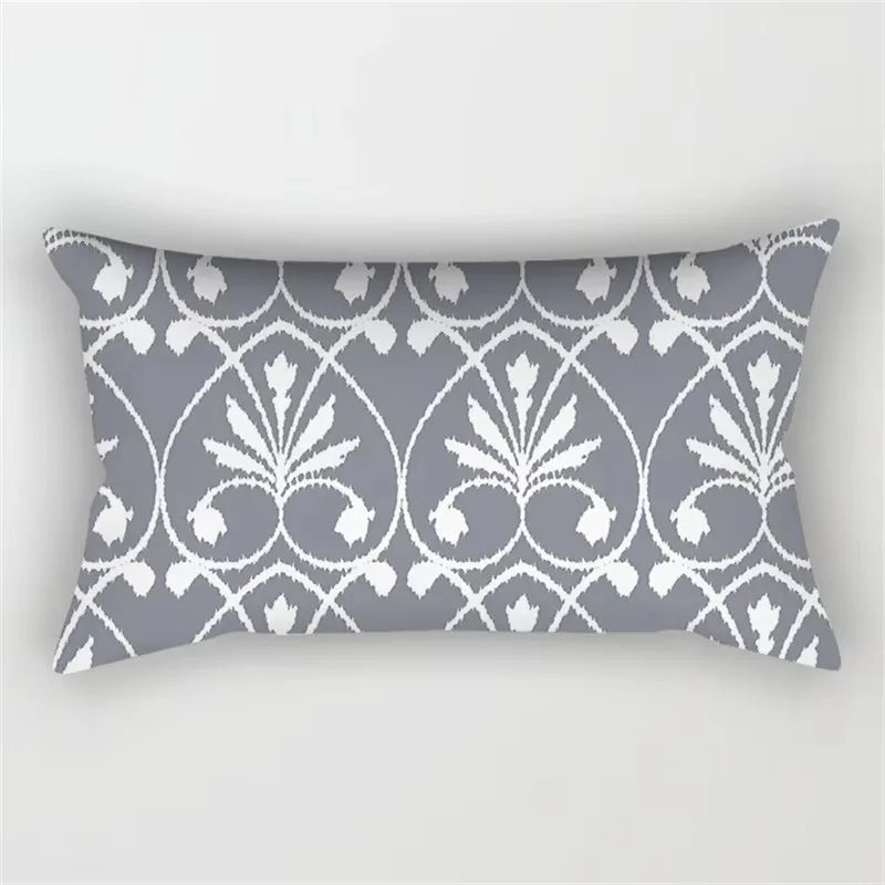Gray Geometric Patchwork Throw Pillow Cover, Design 4