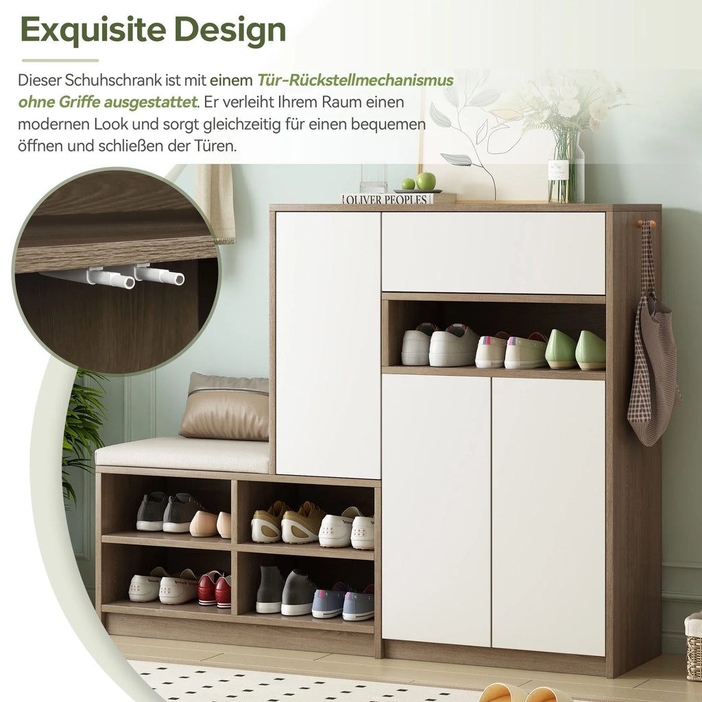 Multi-Functional Shoe Storage Bench with Padded Seat, Style One - view 3
