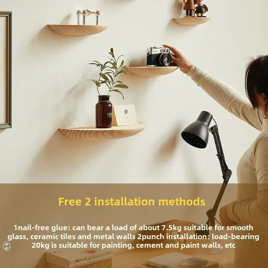 Wooden wall shelf decorative storage rack for the house - view 3