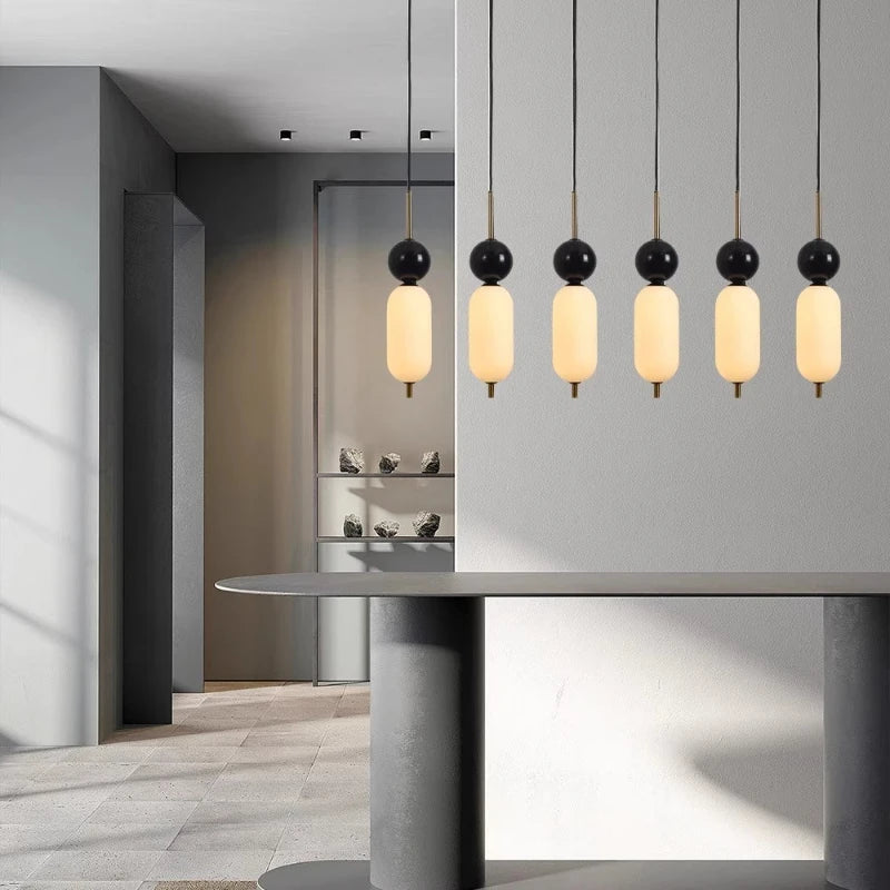 Minimalist glass chandelier creative natural marble lighting - view 4