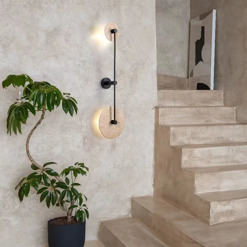 Japanese wall sconce in yellow to led travertine for hotel and decoration - view 3