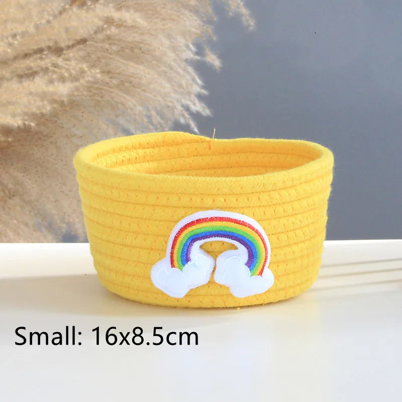 Woven storage basket for toys and various objects - Yellow S