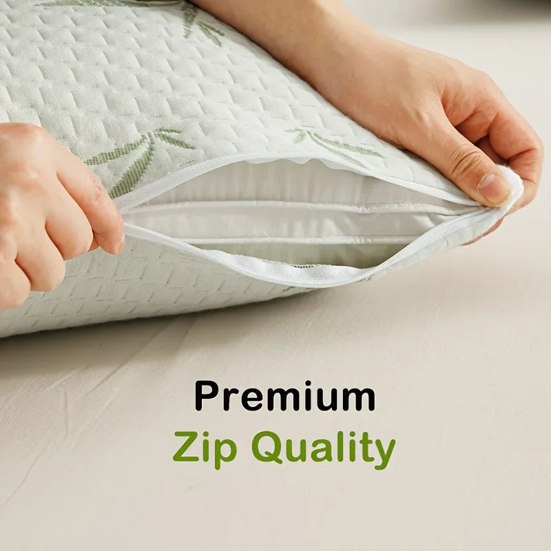 2pcs Waterproof Bamboo Pillowcases (Without Core), Cooling & Soft & Anti-bacterial Pillow Protectors With Zipper Pillow Cover - view 5