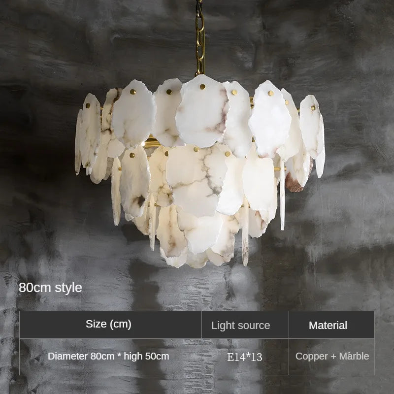 Natural copper marble chandelier for elegant interior decoration - D 80cm / Cool White