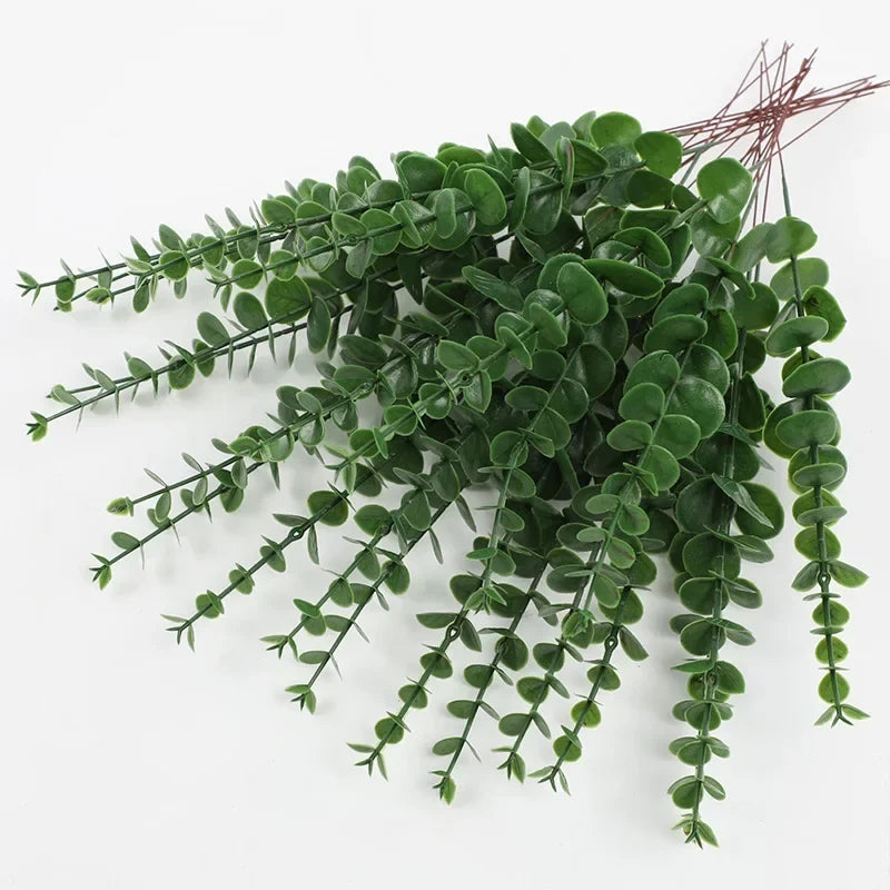 10 sheets of artificial eucalyptus for decoration and bouquets - Dark Green / 20 Pieces