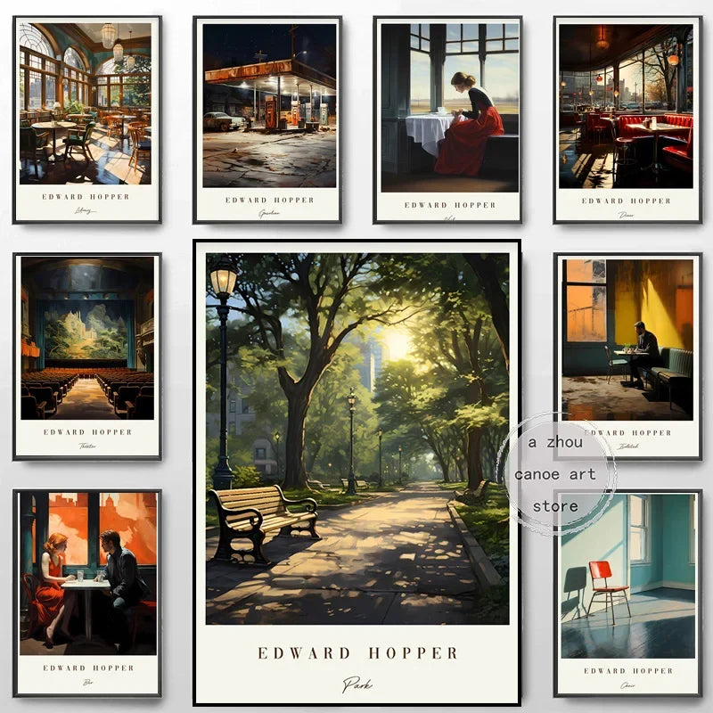 Classical art library edward hopper modern painting wall decoration - view 2