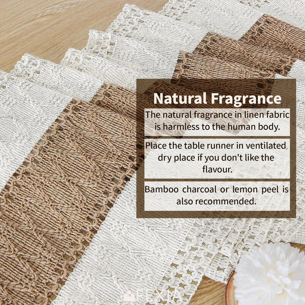 Natural-Elegance Bohemian Beige Table Runner with Pom-Poms - view 4