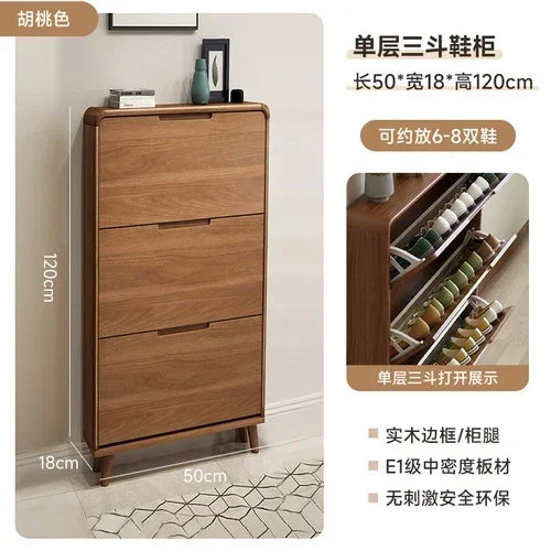 Minimalist vintage wooden shoe shelf and space gain - Style1