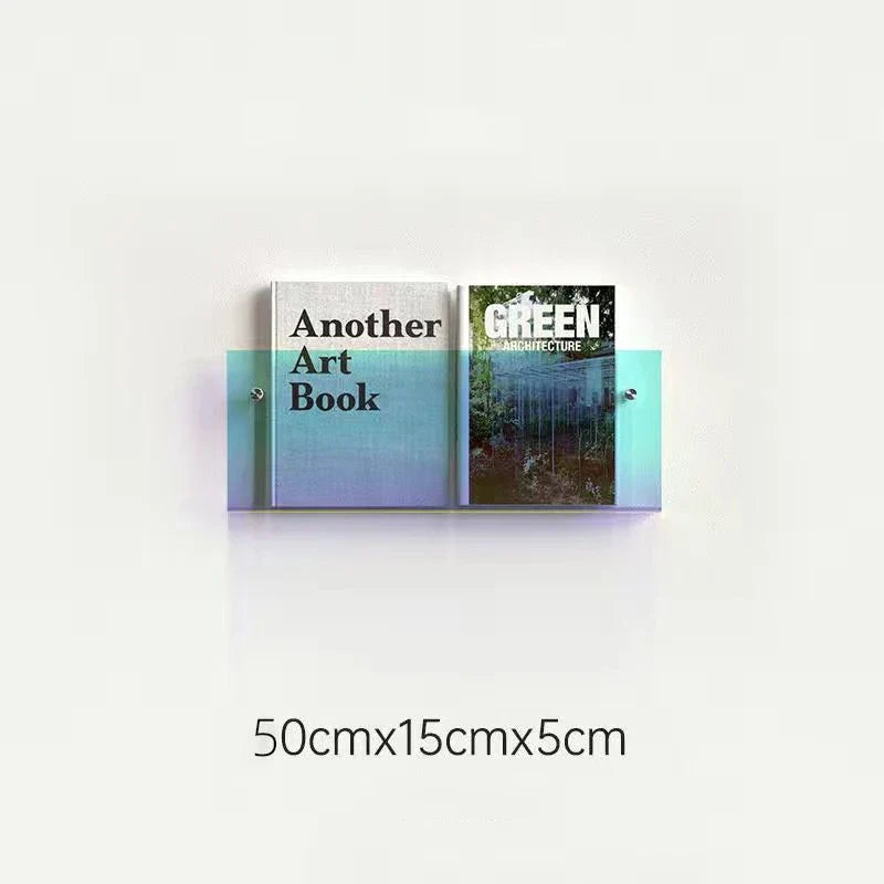 Floating acrylic wall shelf with magazine holder and literature organizer - 50cm 5mm Thick 10