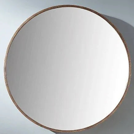 Wall storage cabinet with round decorative mirror - White / Diameter 50CM