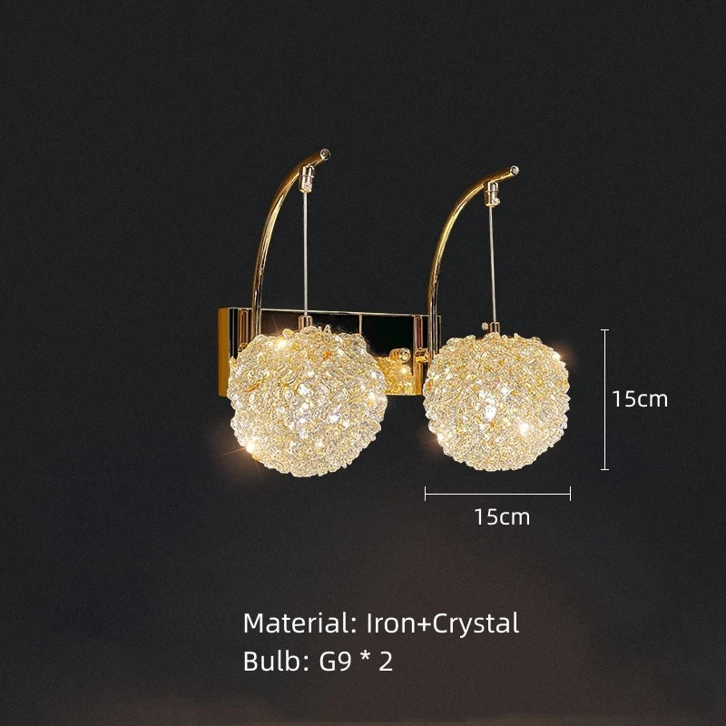 Wall sconce in crystal and metal gold elegant design for modern interior - C-15cm / 3 modifiables