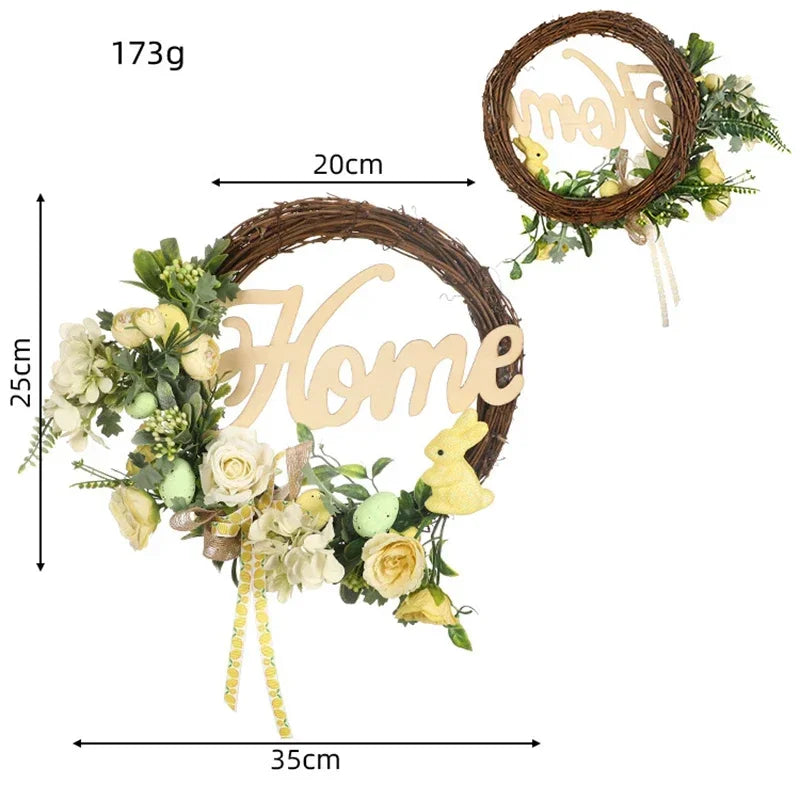 Easter decorative crown with rabbit and suspended eggs - Style F
