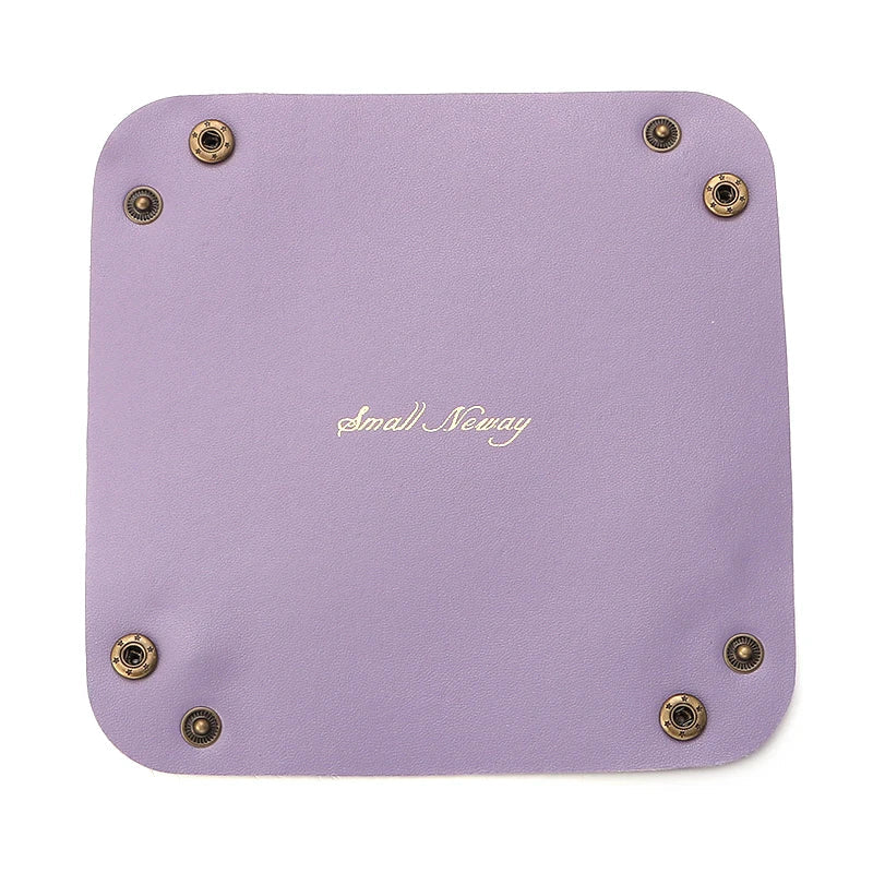 Folding leather storage box for jewelry and accessories - Purple