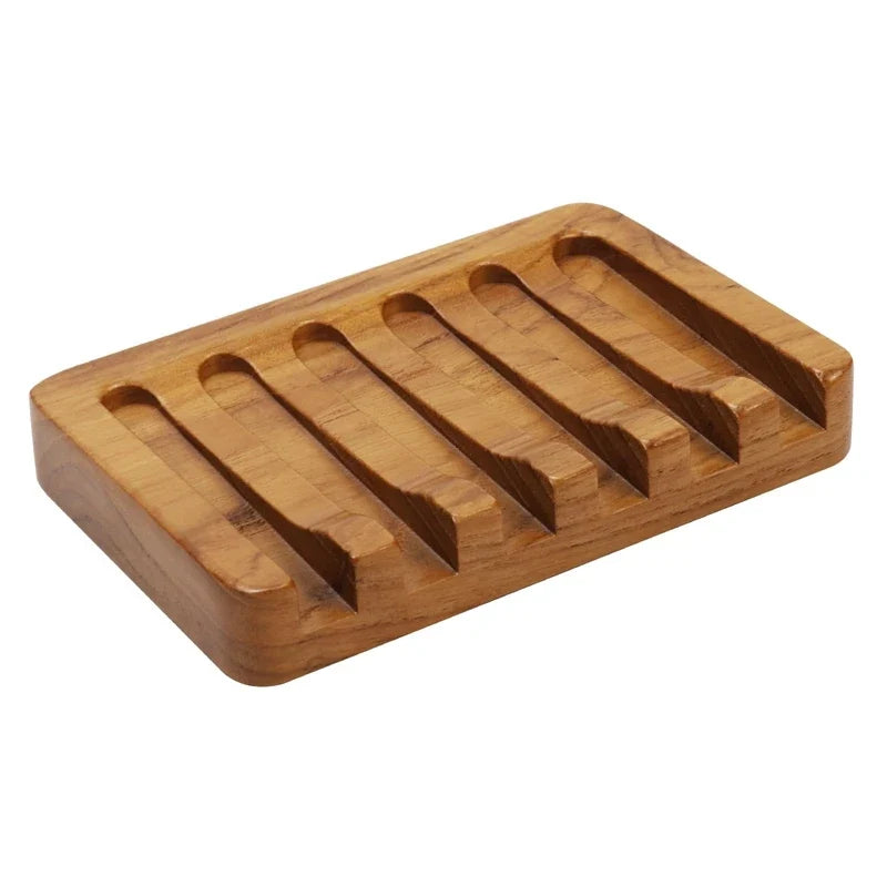Soap Dish With Slanted Waterfall Design, Bar Soap Holder Teak Wood, Soap Saver For Shower,Bathroom, Sink, Kitchen - view 6