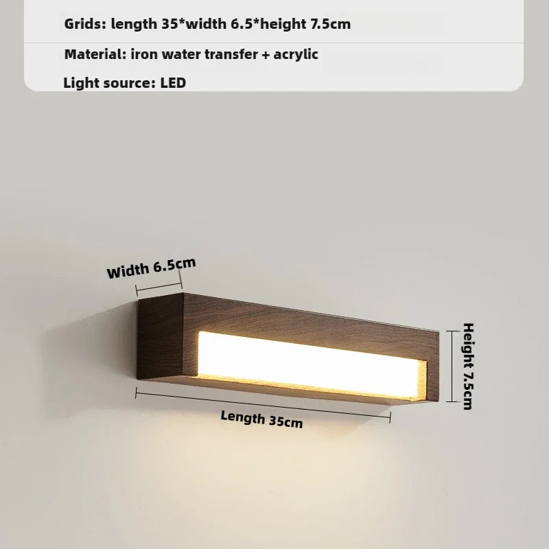 Retro wall sconce for interior design with led lighting - 3 modifiables / Walnut Color - 35 cm