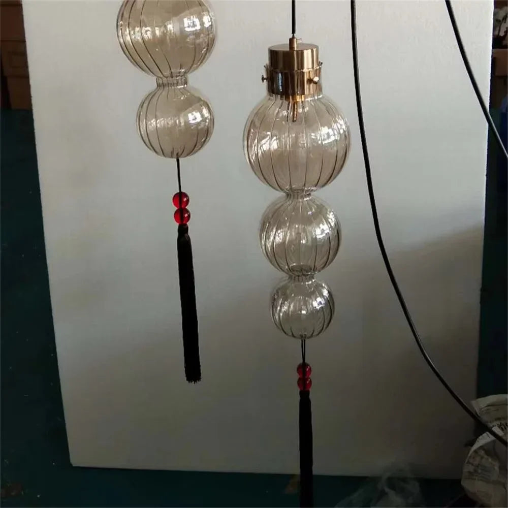 Chinese style tinted glass pendant light for interior decoration - view 8