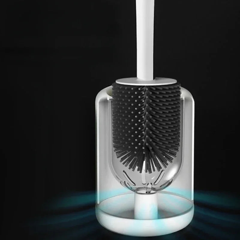 Silicone suspended toilet brush with long handle and fast support - view 3