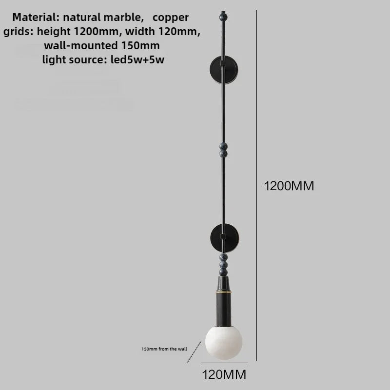 Copper wall sconce with elegant Chinese style for modern decoration - Warm White (2700-3500K) / Height 120cm