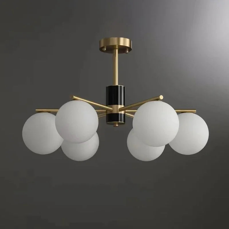 Nordic luxury pendant light in gold copper with white glass balls - view 4