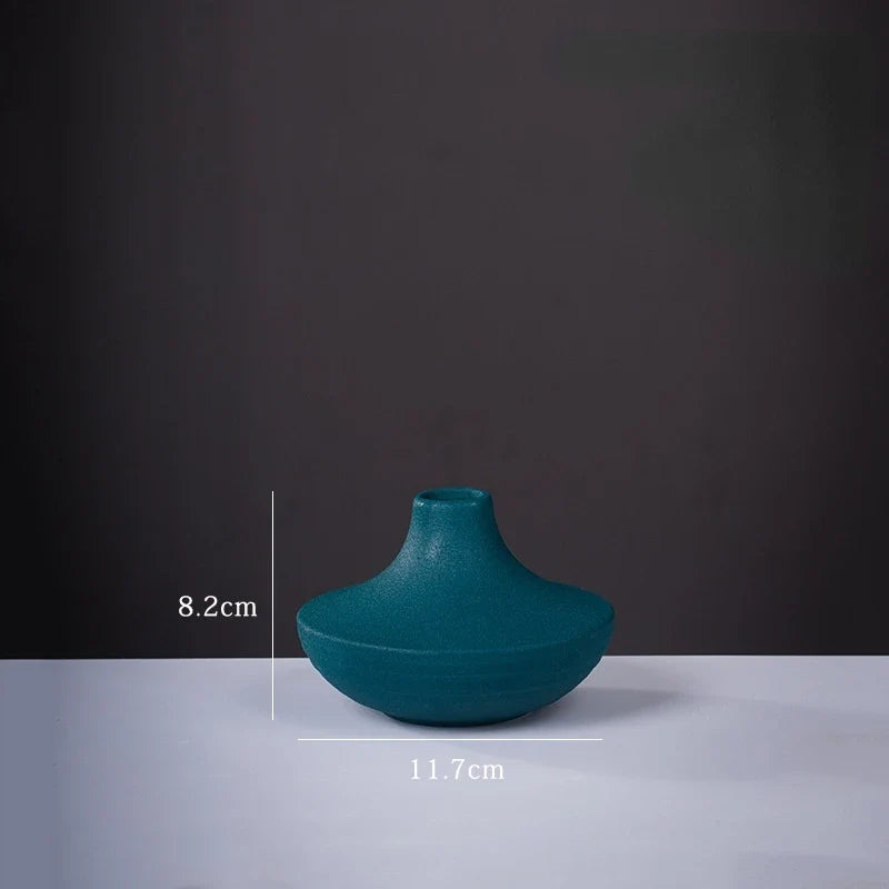 Ceramic Small Vase for Home Decoration, Simple and Modern, Round Flowers, Solid Color, New - 18