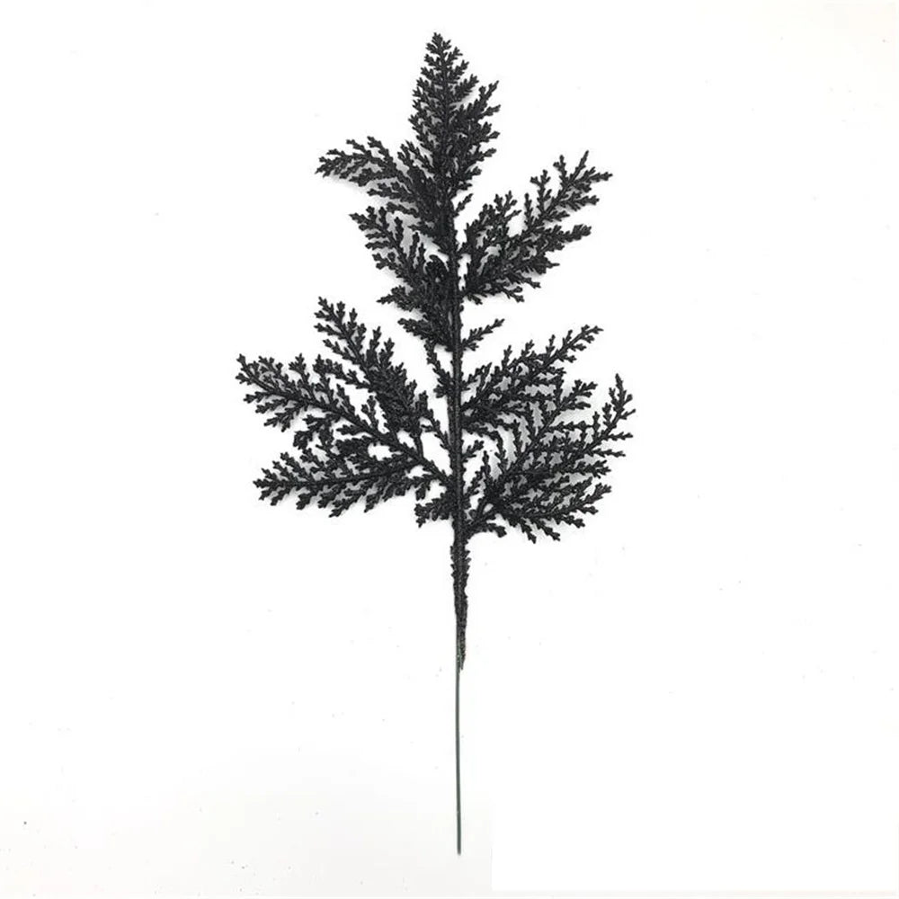 Christmas decoration glitter pine leaves for DIY tree crown - 2 Black Pieces