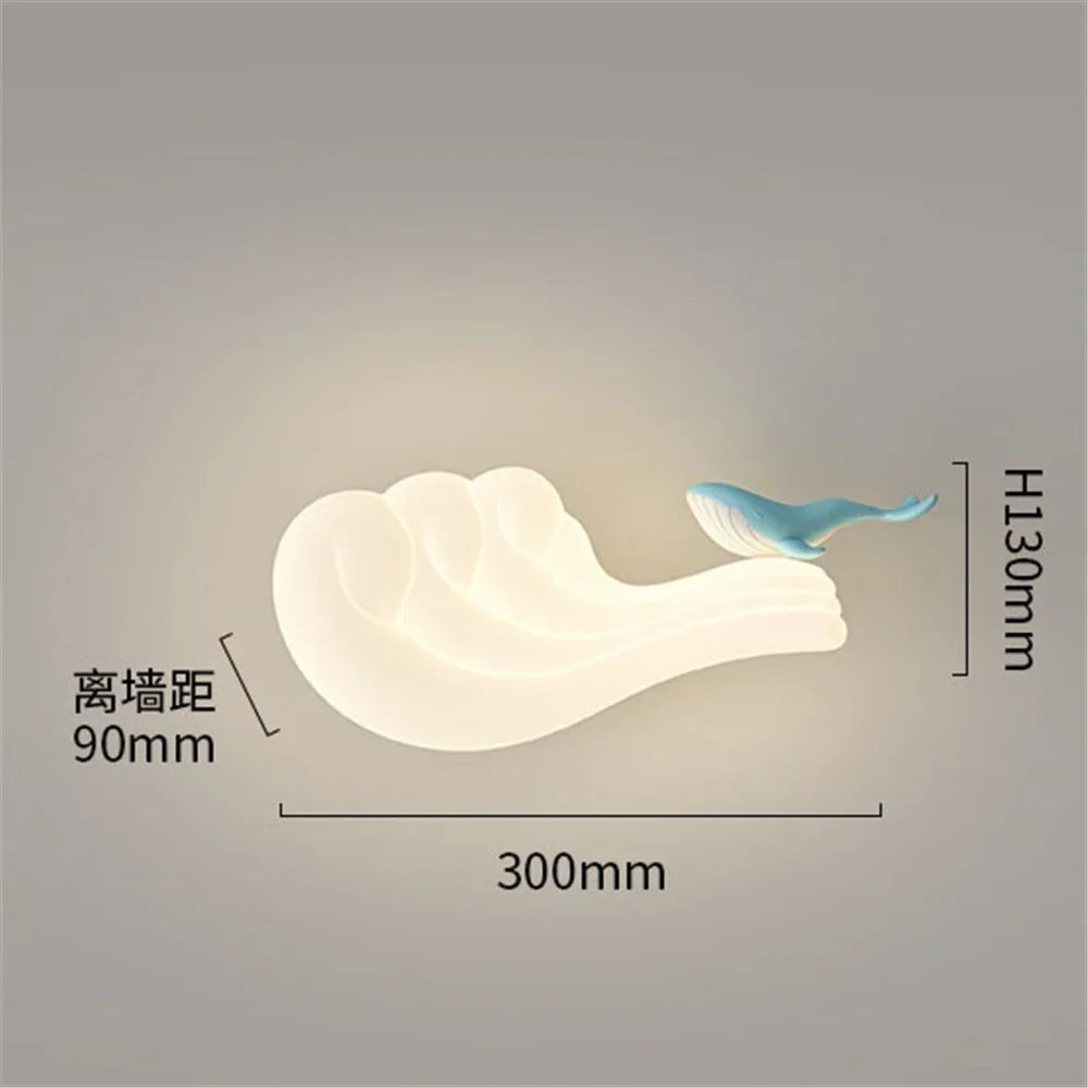 Led wall sconce whale and children's sailboat with changing colors - B