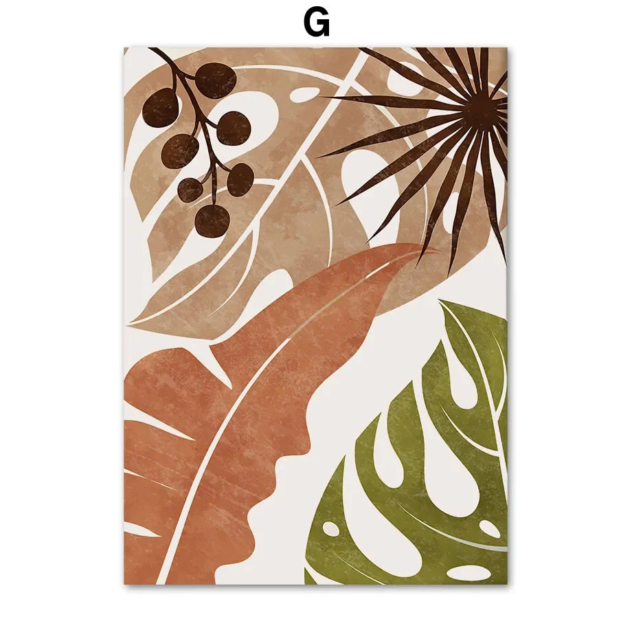 Tableware vase monstera terracotta abstract wall decoration Nordic - 7 / 50X70cm no frame