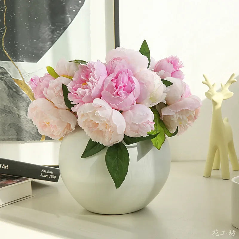 Bouquet of silk peonies for elegant interior decoration