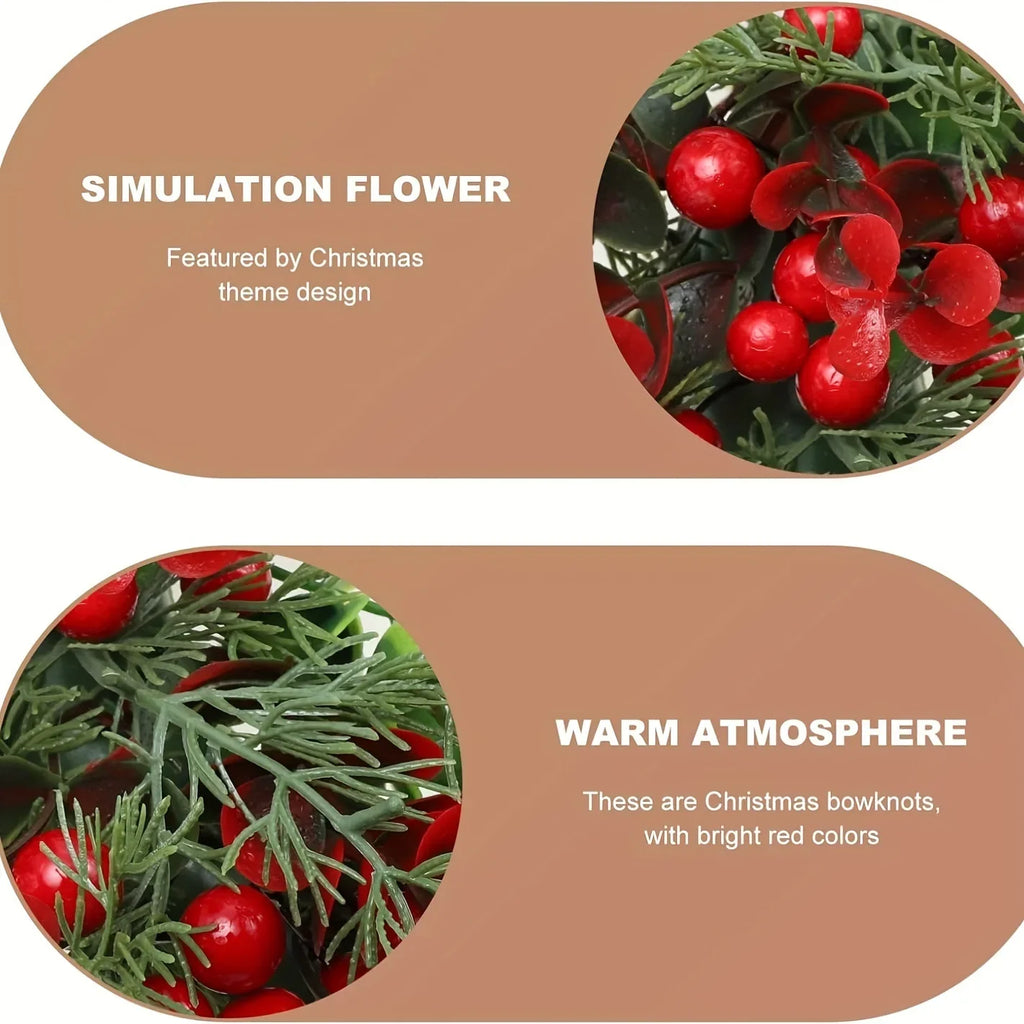 Artificial Christmas crown with decorative red berries - view 3