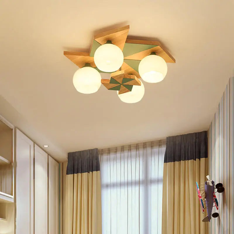 Ceiling lamp windmill in logs for retro Nordic children's room - view 5
