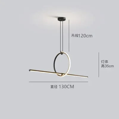 Modern minimalist led pendant light with remote control for indoors - Black 130cm / Neutral Light 4000K