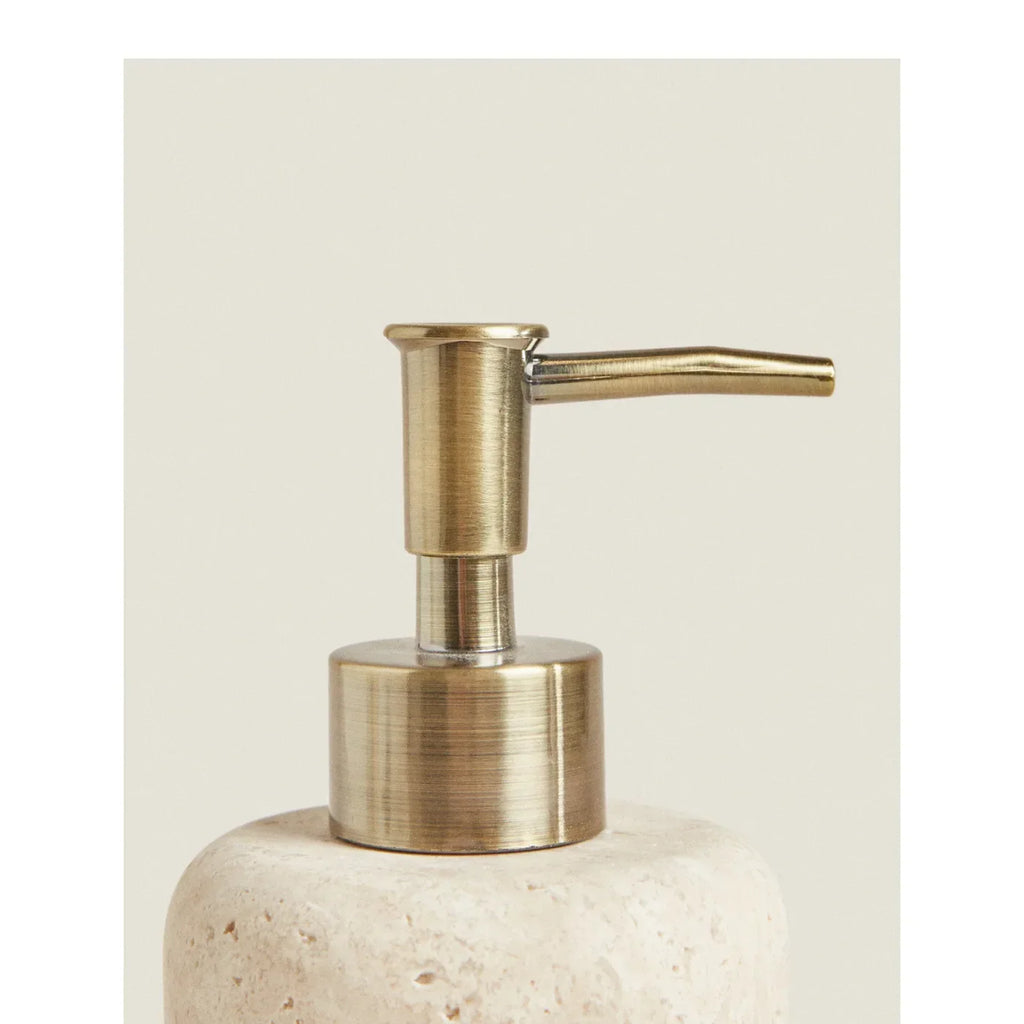 D8x18CM H Natural Yellow Travertine Marble Stone Refillable Bathroom Liquid Dispenser, Lotions Soap Container - view 4