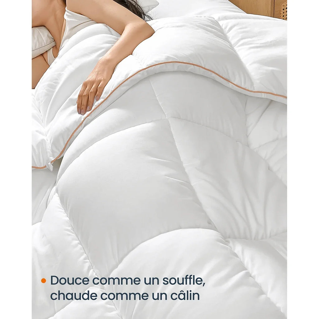 Duvet, Duvet 220 x 240 cm, Mattressed duvet with 8 buckles, 300 GSM Eiderdon, King Size duvet, White - view 5