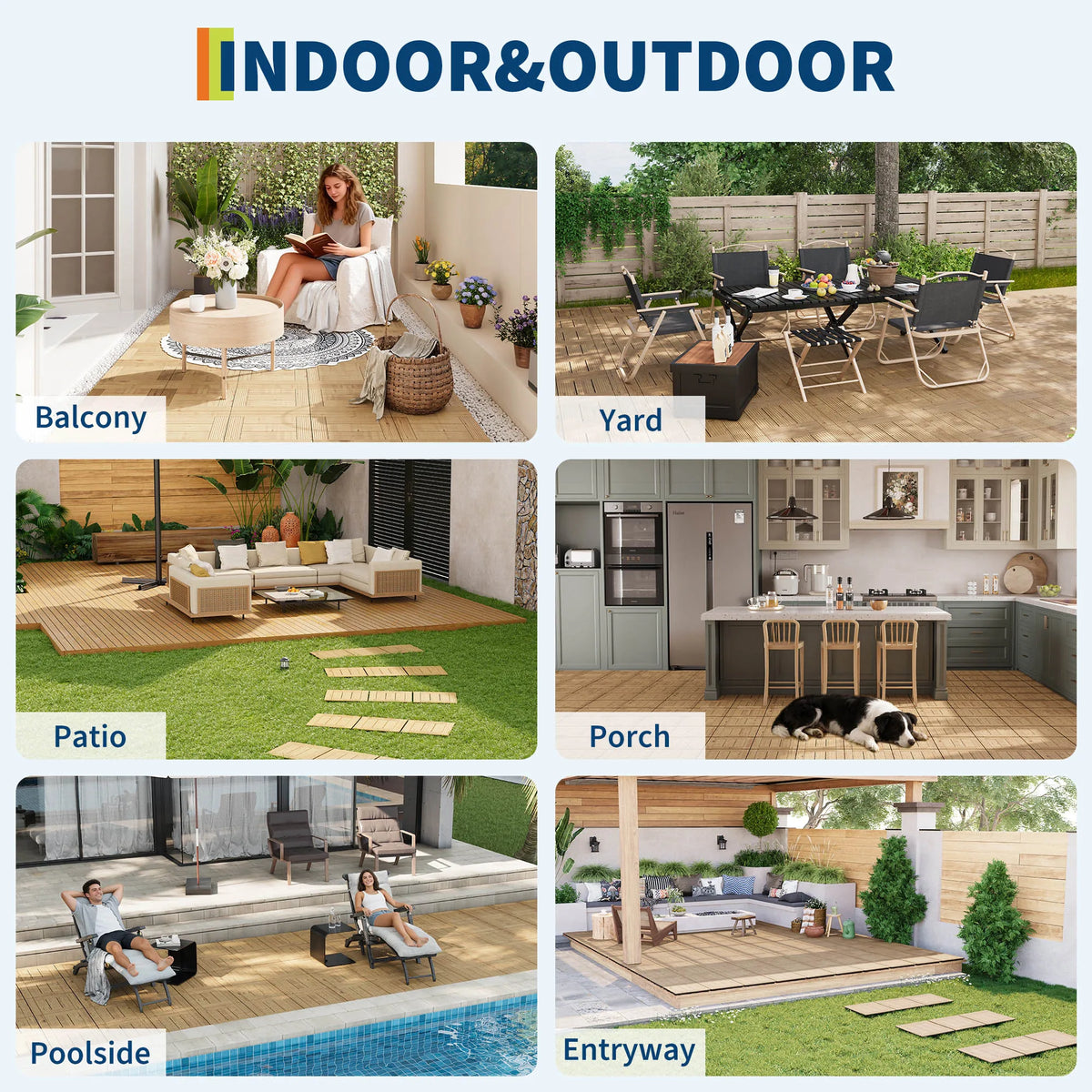 12x12 in. Acacia Wood Interlocking Deck Tiles Slip-Resistant - view 8