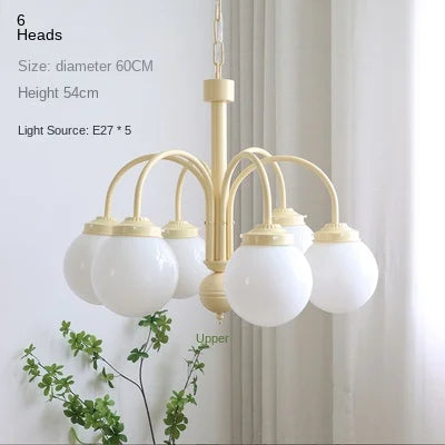 Retro glass chandelier for Nordic interior decoration - 6 Heads / Cool White