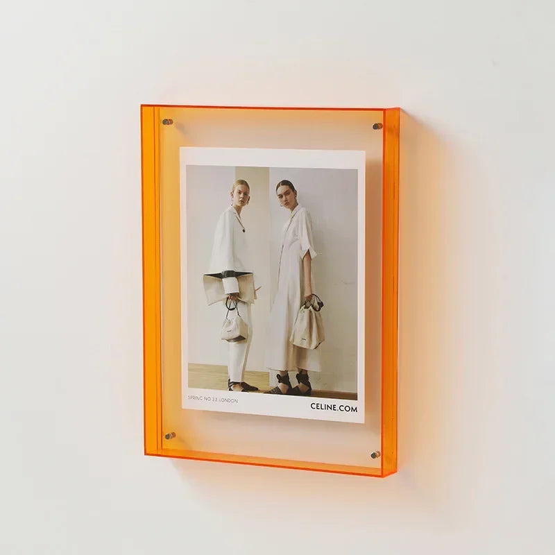 Transparent acrylic frame for various photos and decorations - Orange / 21x30cm