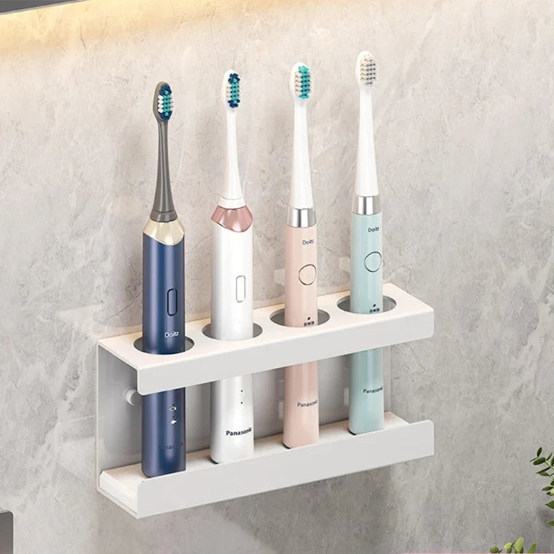 Aluminum Wall-Mount Toothbrush Holder, White, 2-4 Slots - 4 Slots White