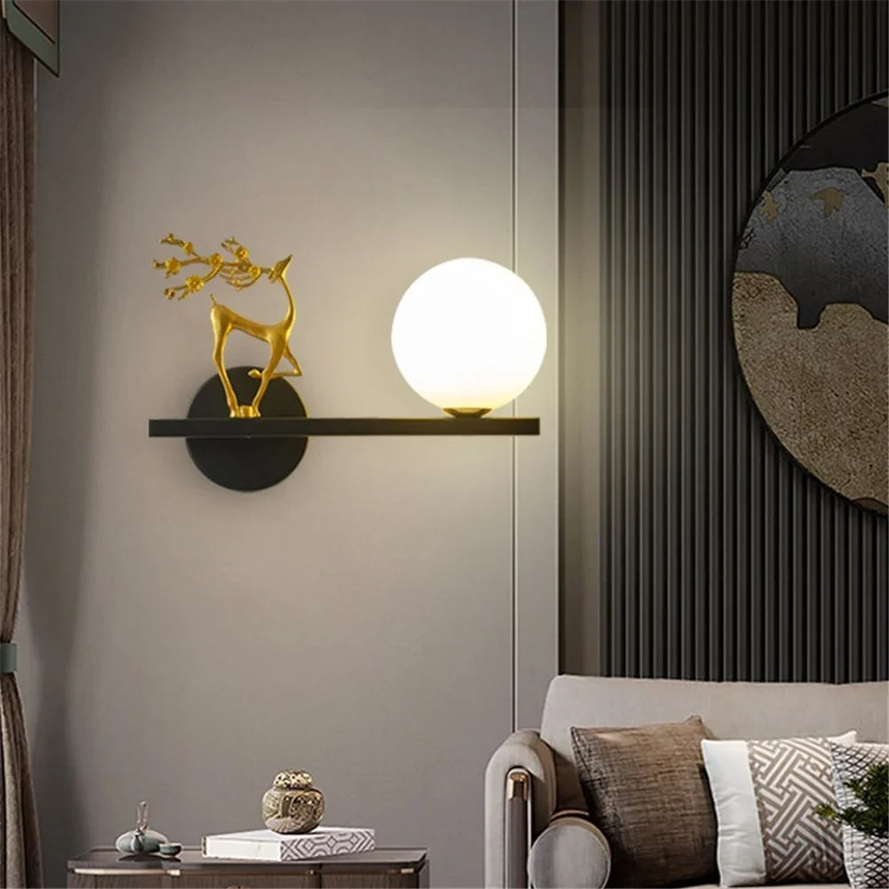 Wall sconce led golden deer for interior artistic decoration - view 2