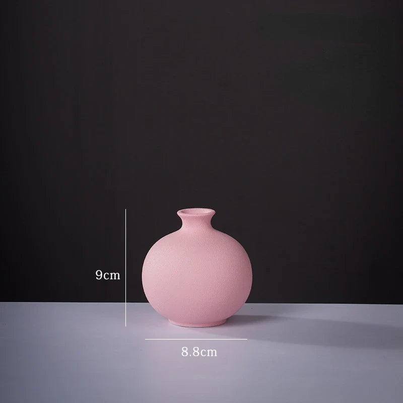 Ceramic Small Vase for Home Decoration, Simple and Modern, Round Flowers, Solid Color, New - 12