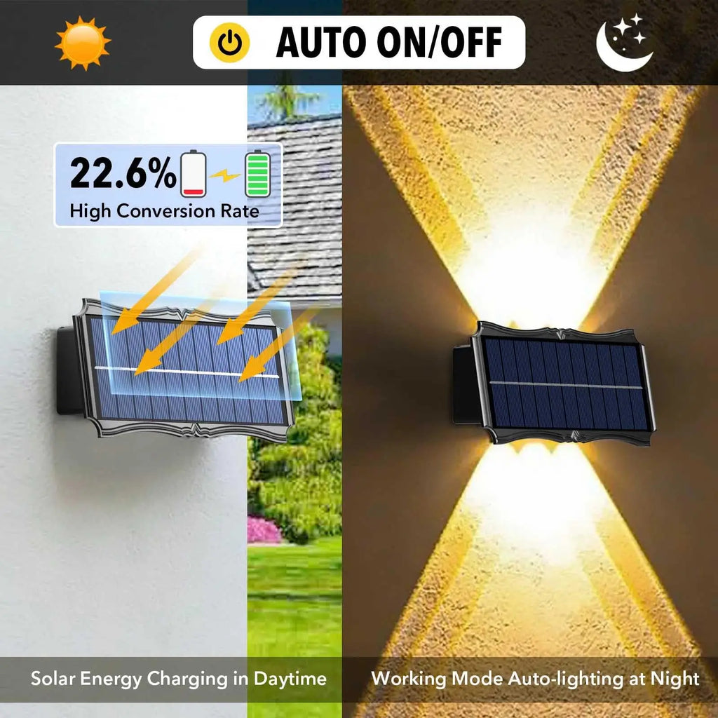 Waterproof solar wall sconce for decorative exterior lighting - view 4