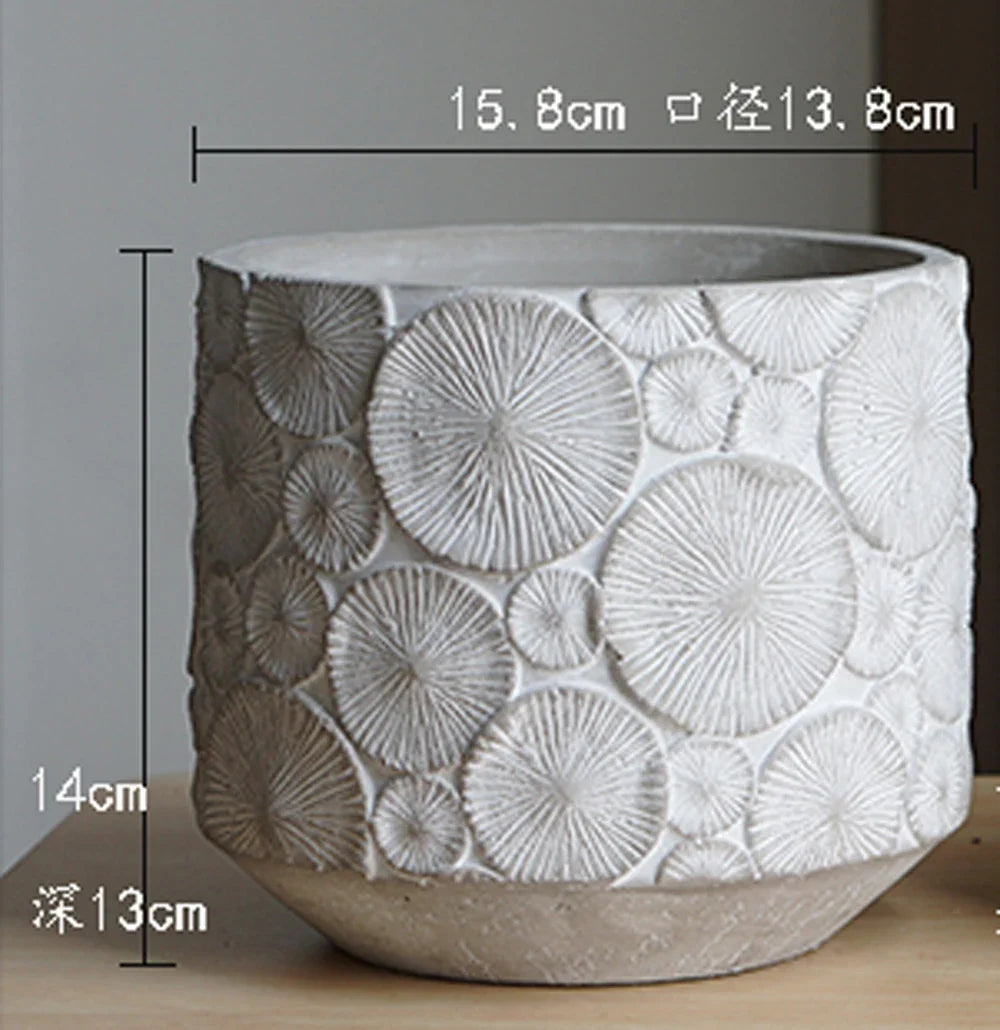Mold silicone pot flowers concrete pattern vintage large format - Dark Khaki