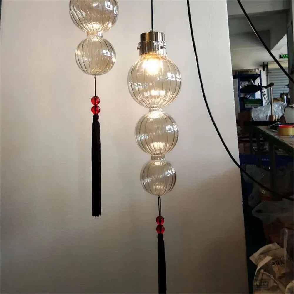 Chinese style tinted glass pendant light for interior decoration - view 10